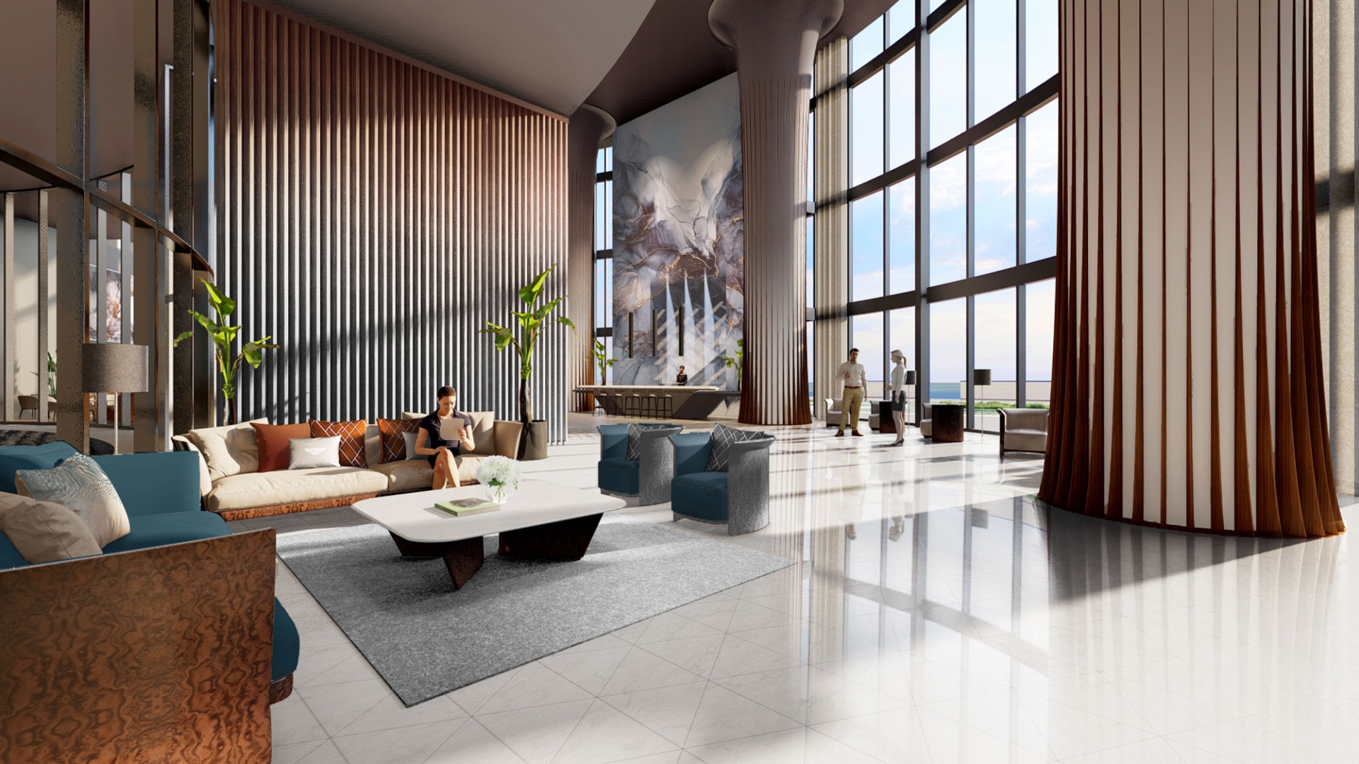 Bentley Residences Miami lobby lounge luxury interior design concierge